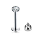 Internally Threaded Labret with Bezel Cz