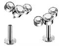 Internally Threaded Labret with Bezel Set 3 Cz Cluster