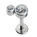 Internally Threaded Labret with Top 2 Cz Cluster