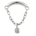 Curved Bar with Chain and Prong CZ Charm