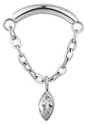Curved Bar with Chain and Prong Marquise CZ Charm