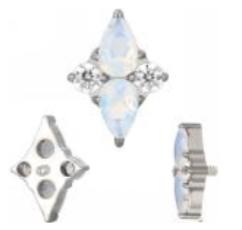 Natural Stone Pear and Round CZ Pair