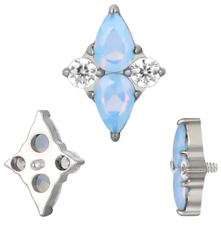 Natural Stone Pear and Round CZ Pair