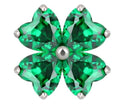 4 Heart Emerald CZ Clover