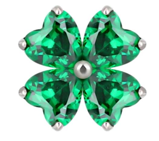 4 Heart Emerald CZ Clover