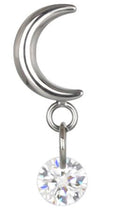 Crescent Moon With CZ Dangle