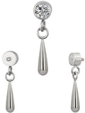 Round CZ With Tear Drop Dangle