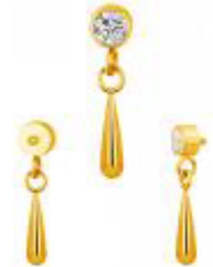 Round CZ With Tear Drop Dangle