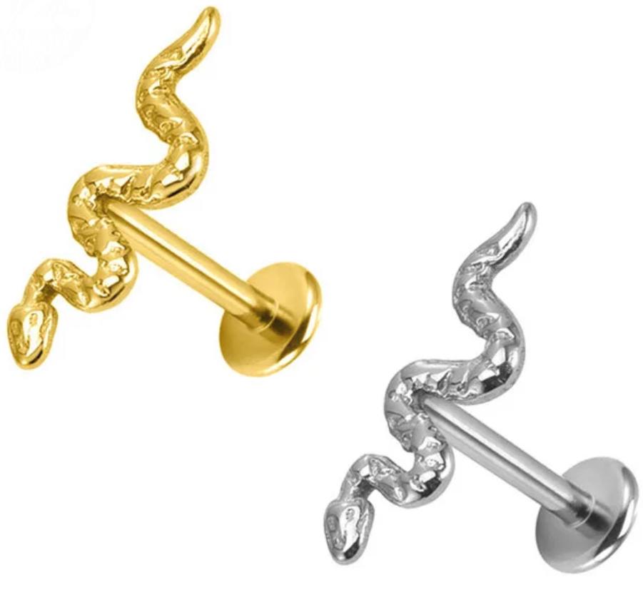 Internally Threaded Labret with Snake