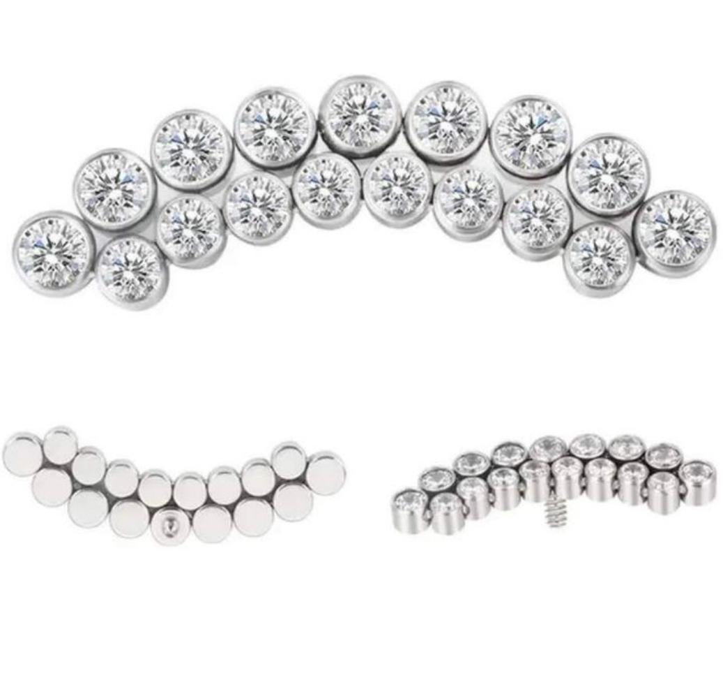 Double Line 17 Bezel CZ Arc Cluster