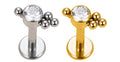 Internally Threaded Labret with Center Cz side beads