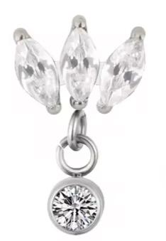 3 Marquise CZ Cluster with Round CZ Dangle