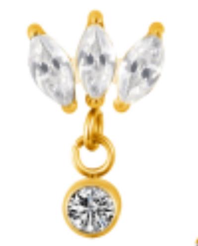 3 Marquise CZ Cluster with Round CZ Dangle