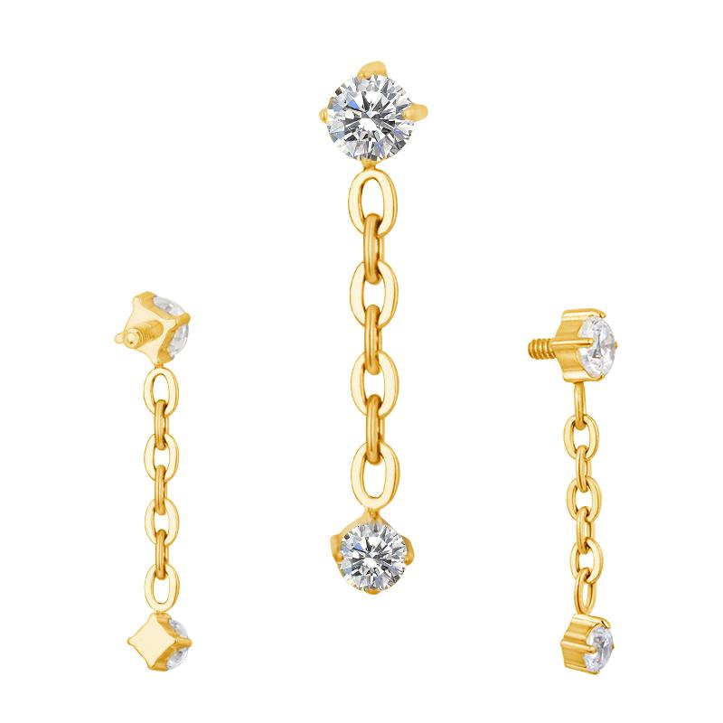 Round CZ with Chain Dangle Round CZ