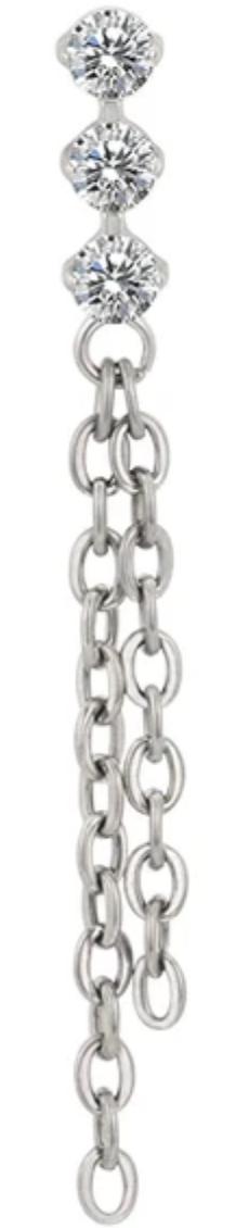 Vertical 3 Round CZ with Double Chain Dangle