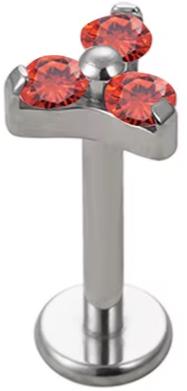 Internally Threaded Labret with CZ Trinity