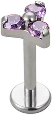 Internally Threaded Labret with CZ Trinity
