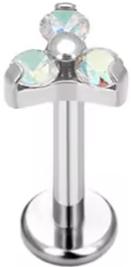 Internally Threaded Labret with CZ Trinity