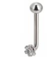 L-Bar with Clear CZ Disc and Ball