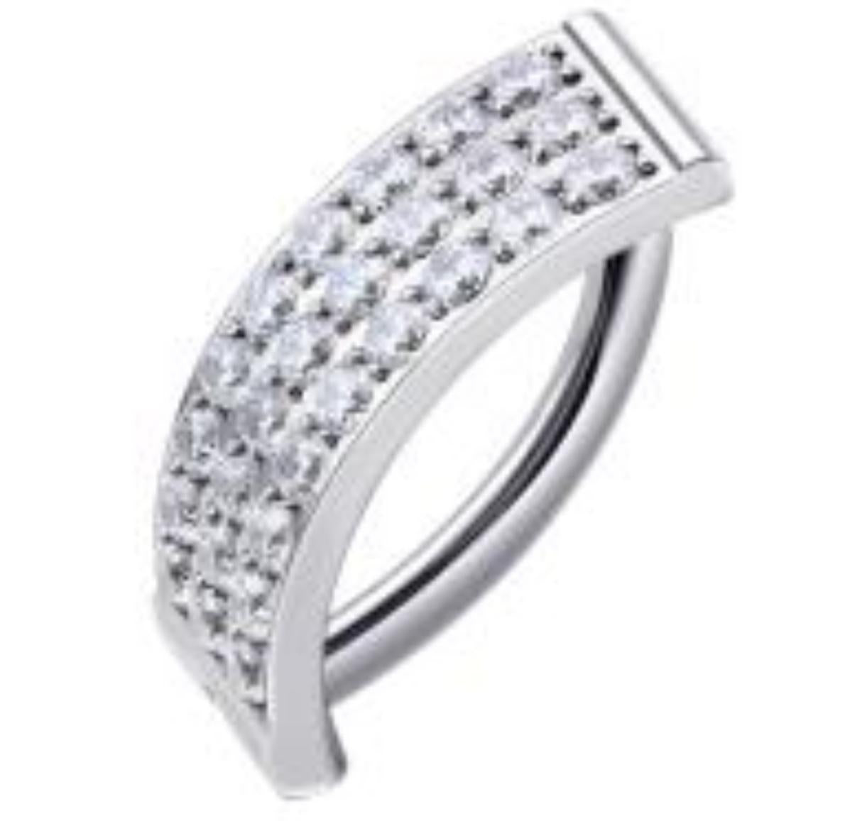 Navel Ring with 3 row Pave Clear CZ