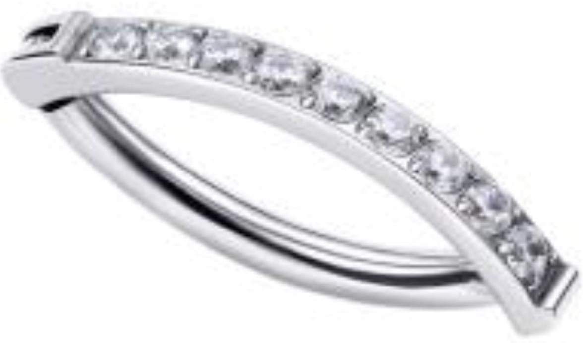 Navel Ring with Pave Clear CZ