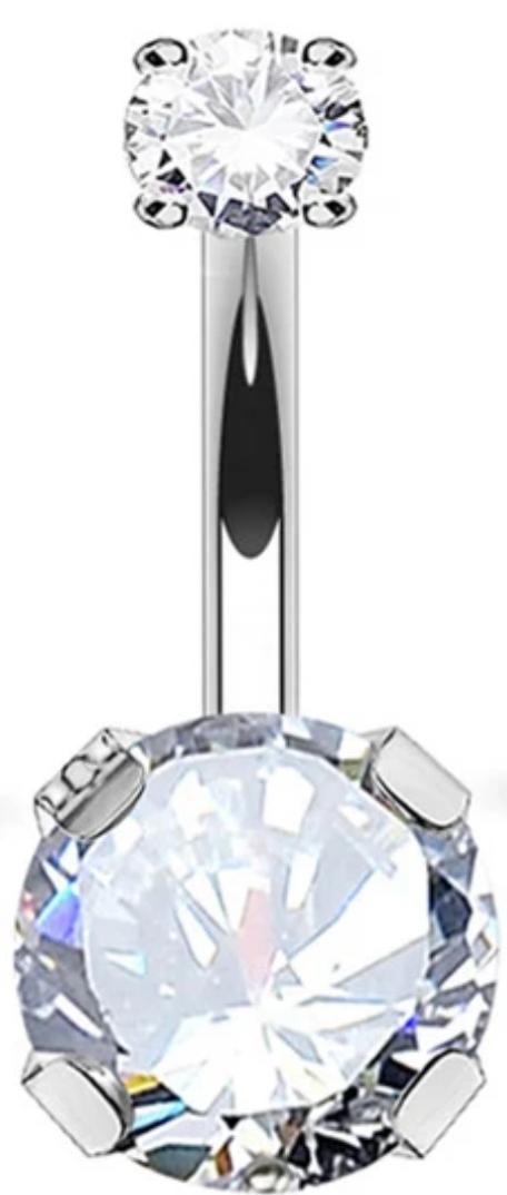 Navel Curved Barbell with Round Prong CZ