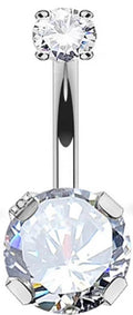 Navel Curved Barbell with Round Prong CZ