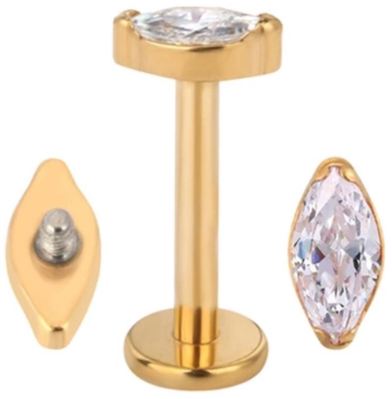 Internally Threaded Labret with Marquise Prong