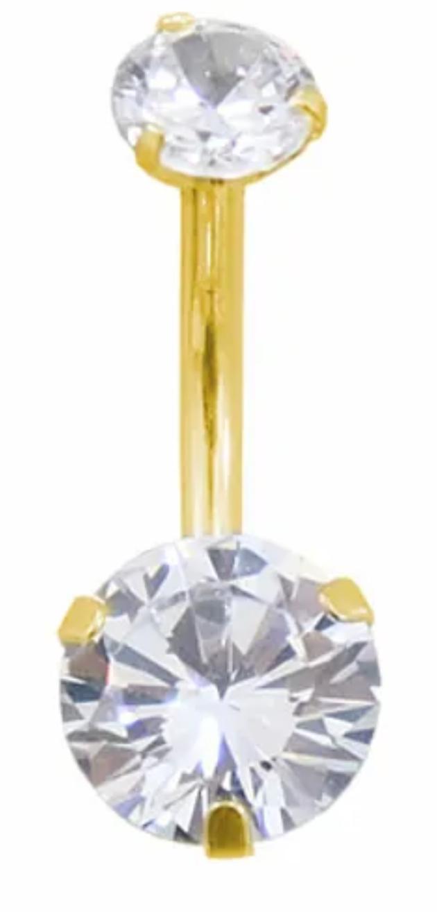 Navel Curved Barbell with Round Prong CZ