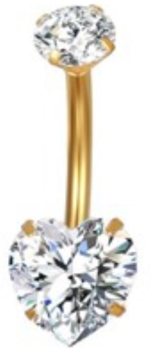 Navel Curved Barbell with Heart Prong CZ