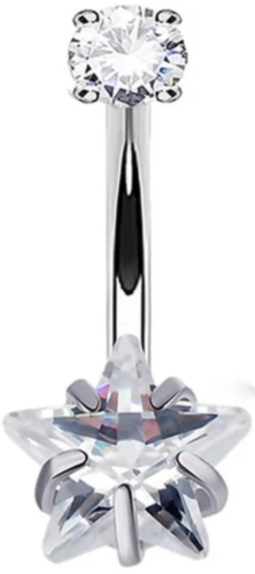 Navel Curved Barbell with Star Prong CZ