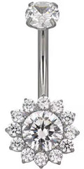 Navel Curved Barbell with Flower CZ