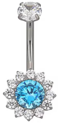 Navel Curved Barbell with Flower CZ