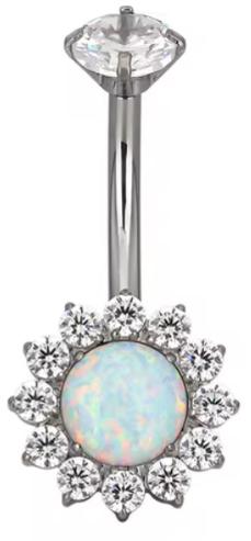 Navel Curved Barbell with Flower CZ