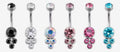 Navel Curved Barbell Round CZ with Bottom Round CZ and Trinity CZ