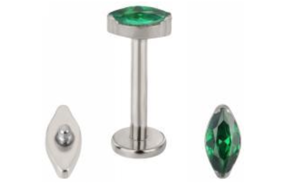 Internally Threaded Labret with Marquise Prong