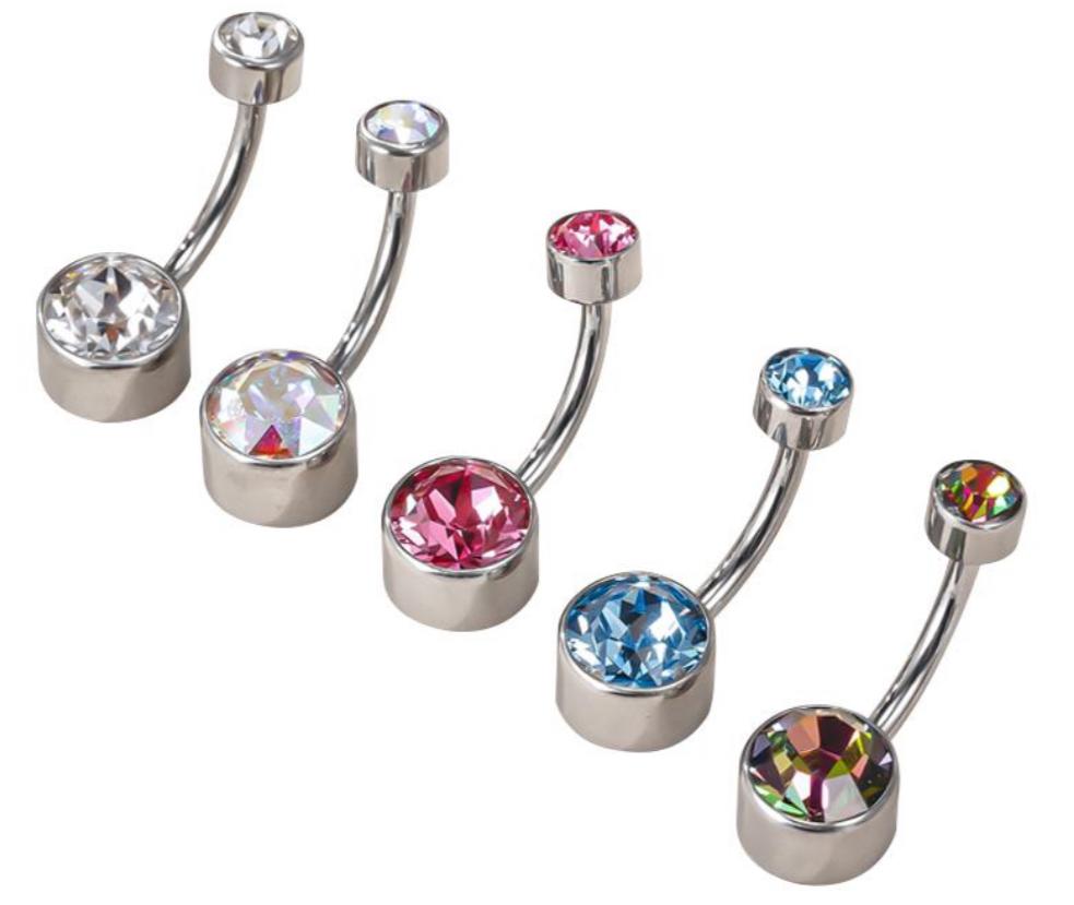 Navel Curved Barbell with Round Swarovski CZ