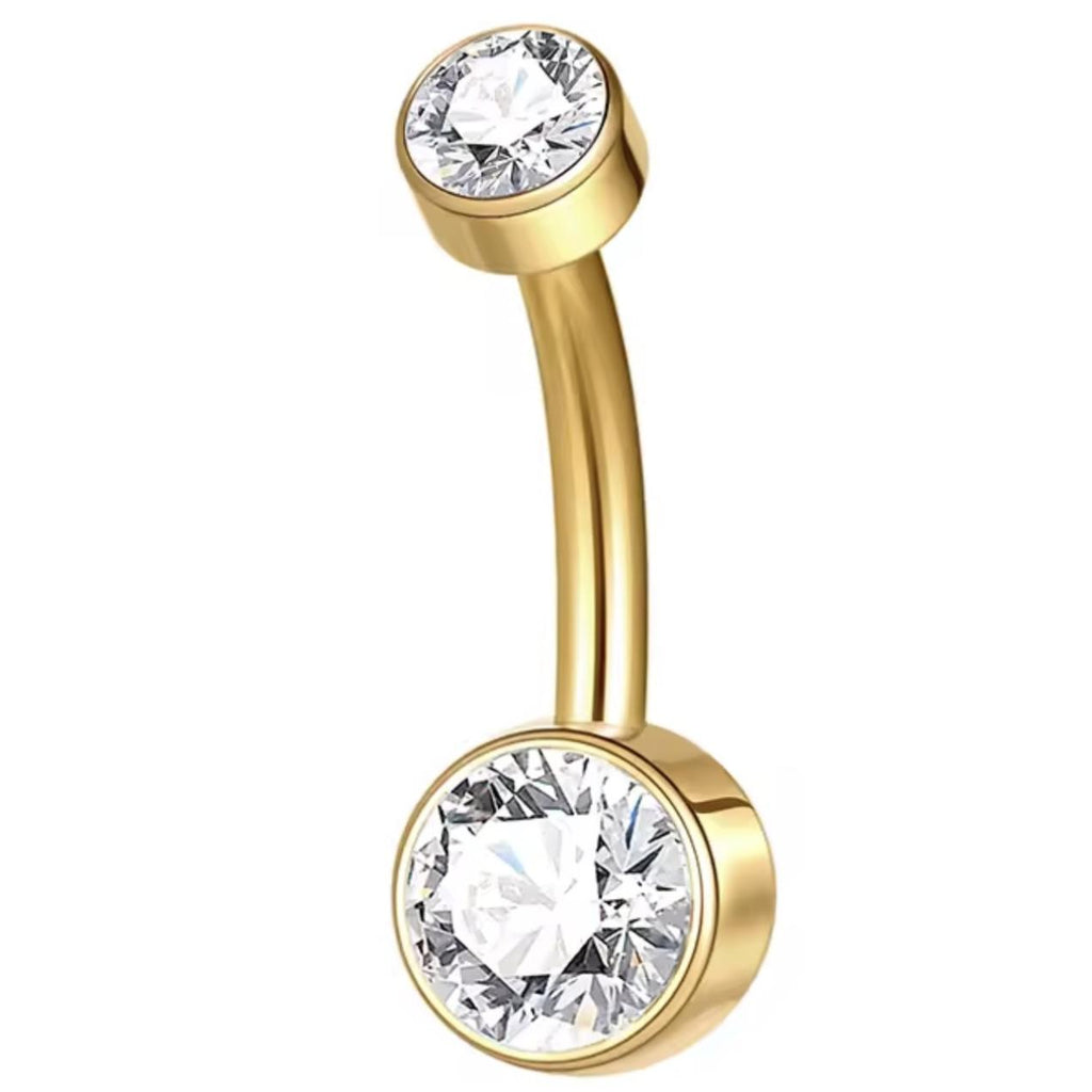 Navel Curved Barbell with Round Swarovski CZ