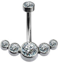 Navel Curved Barbell with Bottom 5 CZ Cluster