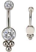 Navel Curved Barbell with Bottom Round CZ and Tribead