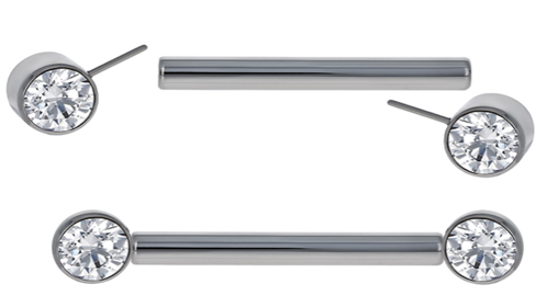 Threadless Straight Barbell with Bezel Set Gem
