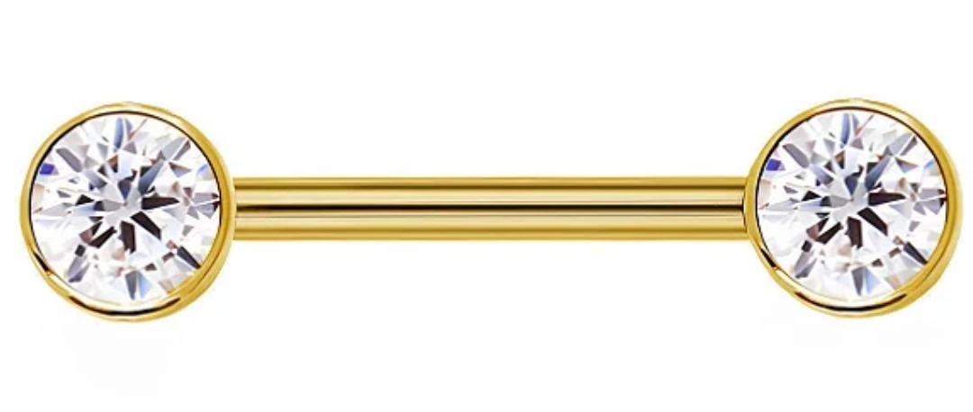 Threadless Straight Barbell with Bezel Set Gem