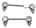 Threadless Straight Barbell with Bezel Set Round CZ and Tribead