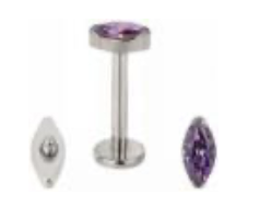 Internally Threaded Labret with Marquise Prong
