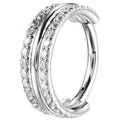 Titanium Hinge Ring Triple Row with Sides Pave CZ