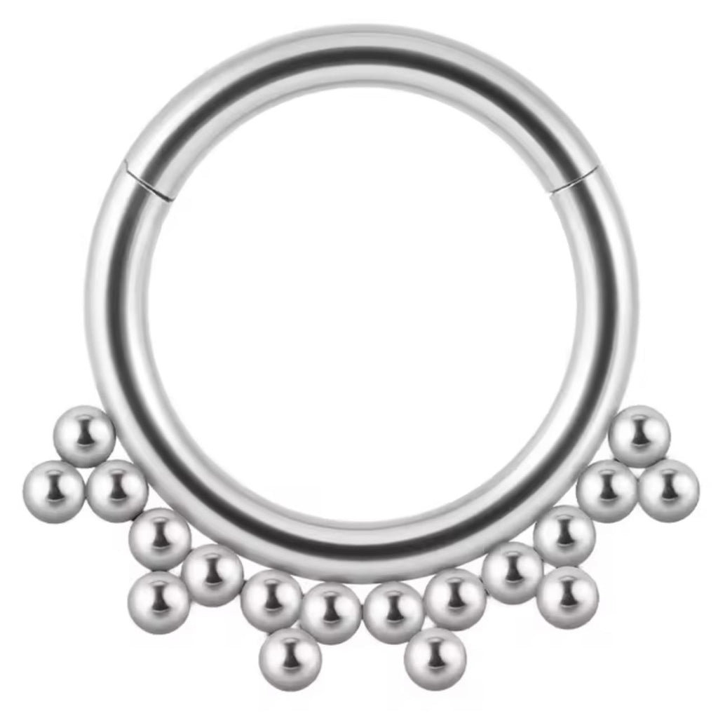 Titanium Hinge Ring with Tribead Cluster