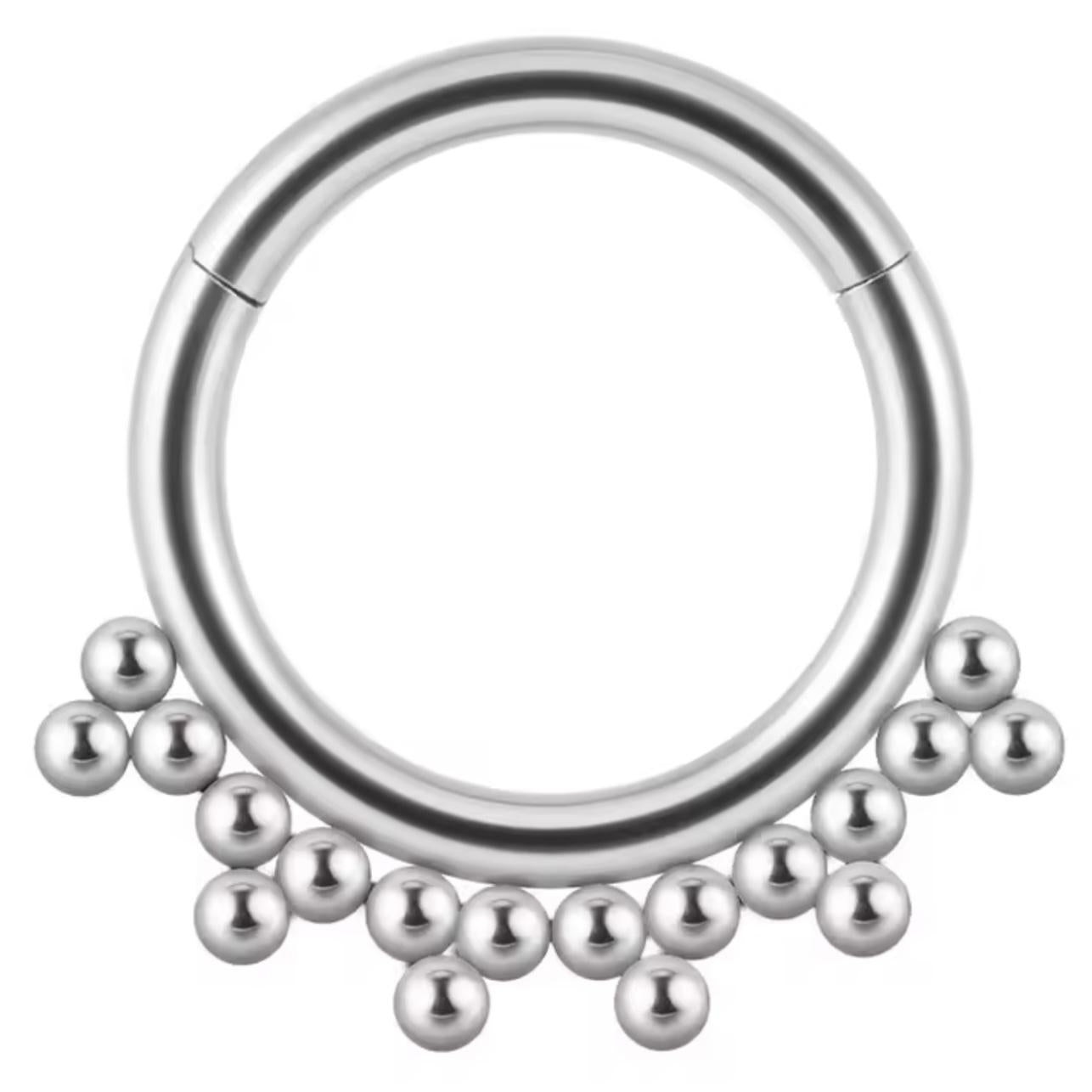 Titanium Hinge Ring with Tribead Cluster