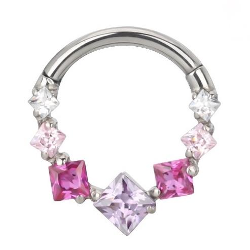 Titanium Hinge Ring with Crescent Square CZ