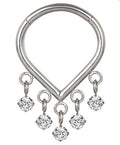 Titanium Chevron Hinge Ring with 5 CZ Dangle