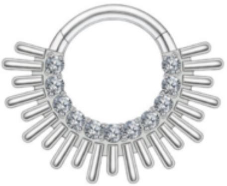 Titanium Hinge Ring Sun with Front Pave CZ